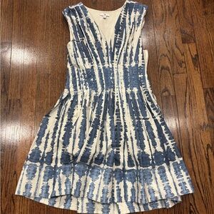 Banana Republic Blue and White Striped V-Neck Midi Dress